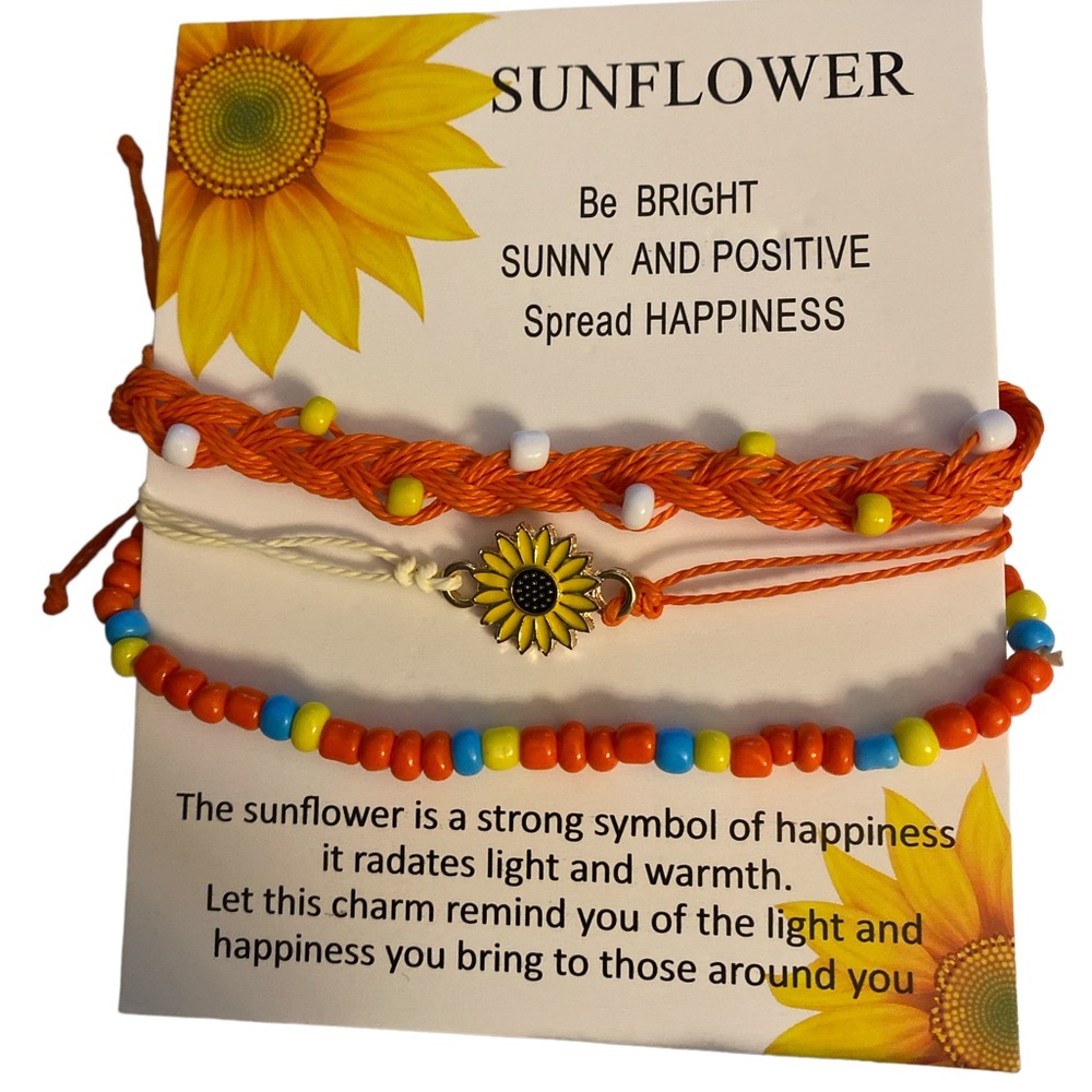 3pc Sunflower Bead Decor Bracelet Set - #261